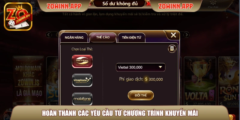 Hoàn thành các yêu cầu từ chương trình khuyến mãi
